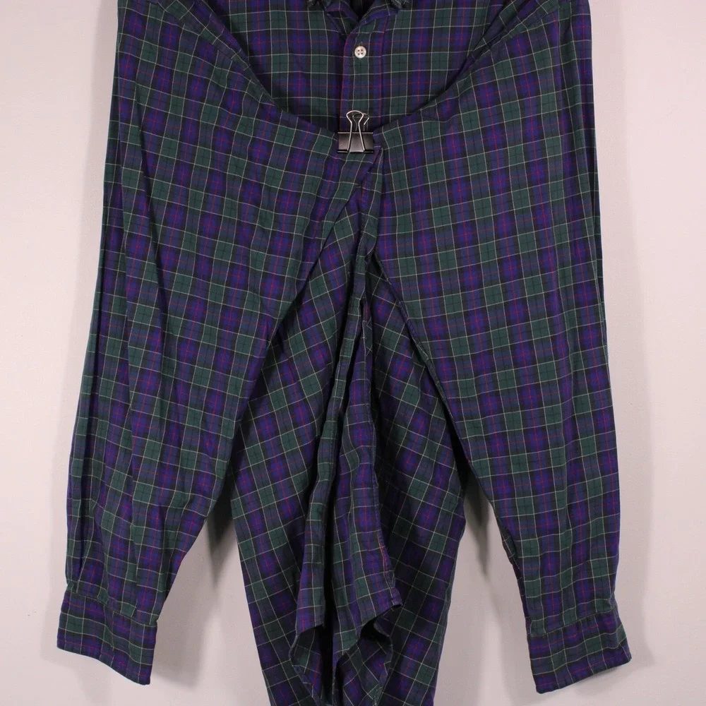 Vintage 90s Ralph Lauren Blake Shirts Mens L Green Purple Checker 2 Ply Red Logo